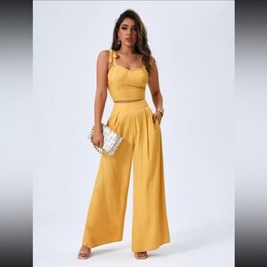 Two Piece Yellow Casual Set